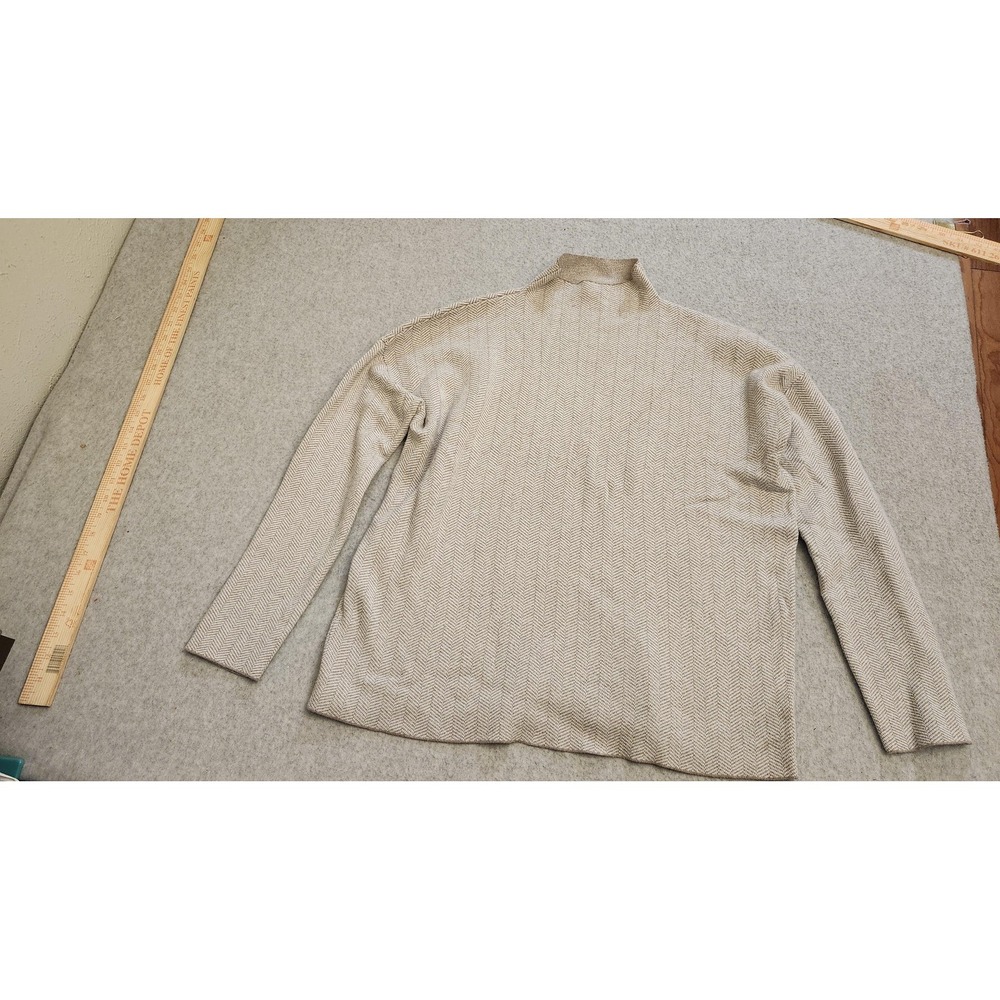 Christian Siriano Sweater Womens‎ Large Beige Herringbone Mock Neck Pullover